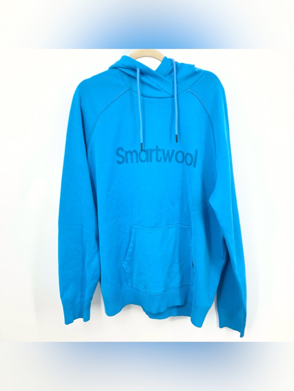 Smartwool Men Size XL Sweater Blue Logo Hoodie Pullover Sweatshirt Merino Cotton